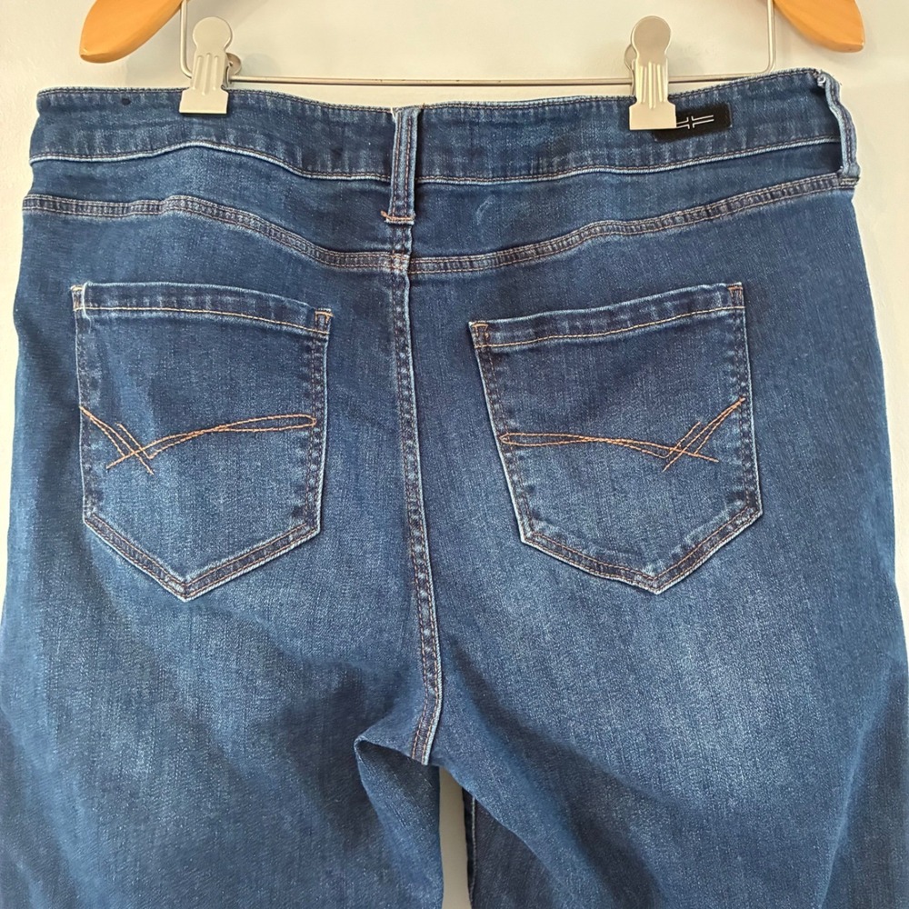 Liverpool Jeans Womens 12/31 Dark Blue Straight Leg Whiskered Stretch Cropped - Picture 6 of 16